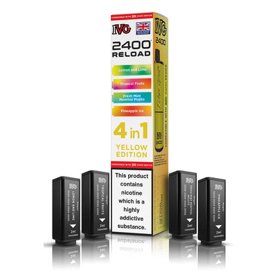 IVG 2400 Reload Pod Replacements: Yellow Edition – 4 Pods 20mg (5 Pack)