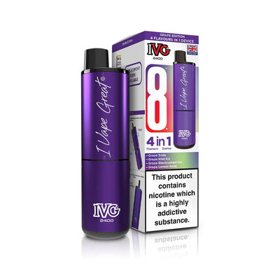 IVG 2400 4-in-1 Pod Kits: Grape Edition – 20mg (5 Pack)