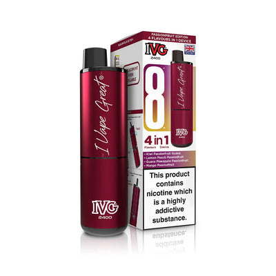IVG 2400 4-in-1 Pod Kits: Passionfruit Edition – 20mg (5 Pack)
