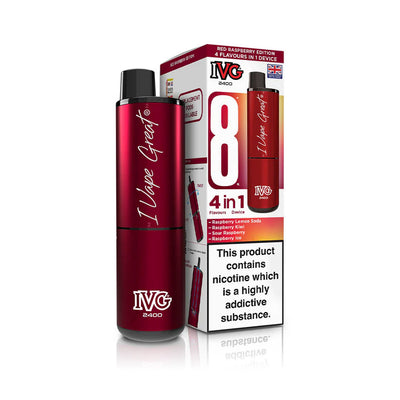 IVG 2400 4-in-1 Pod Kits: Red Raspberry Edition – 20mg (5 Pack)