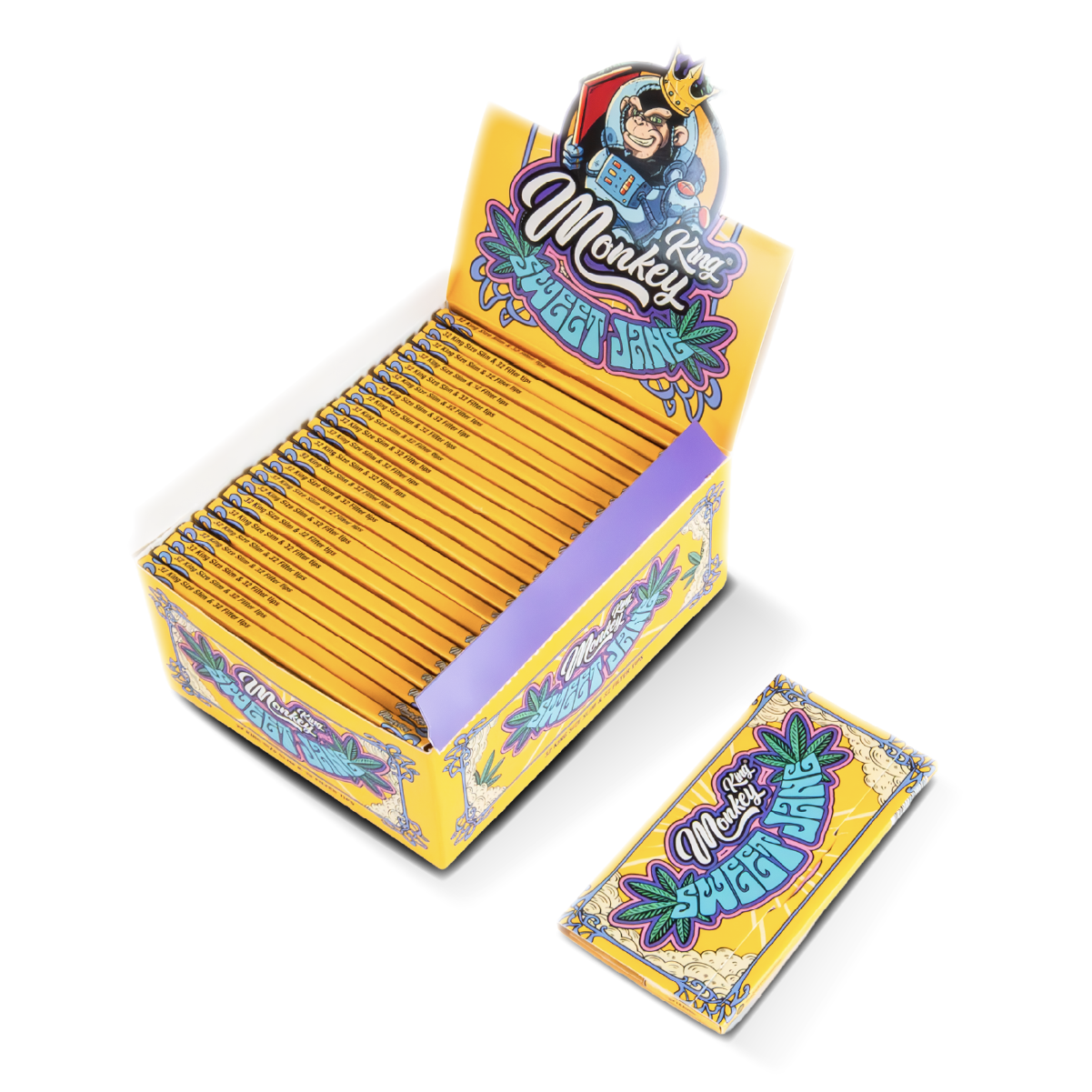 Monkey King Rolling Papers + Tips: Sweet Jane Unbleached - King Size (24 Pack)