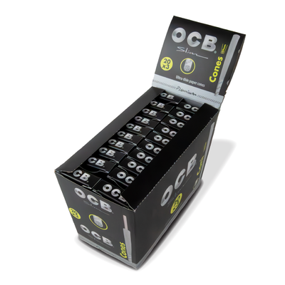 OCB Prerolled Cones: Premium Slim Black - 3 x 109mm Cones (20 Pack)
