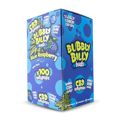 Bubbly Billy Buds CBD Lollipops: Blue Raspberry (100 Pack)