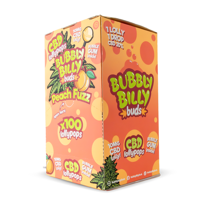 Bubbly Billy Buds CBD Lollipops: Peach Fuzz (100 Pack)