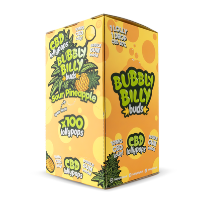 Bubbly Billy Buds CBD Lollipops: Sour Pineapple (100 Pack)