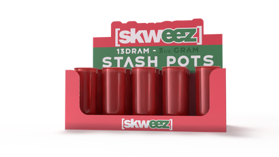 SKWEEZ Smell Proof Plastic Stash Pots: Red (15 Pack)