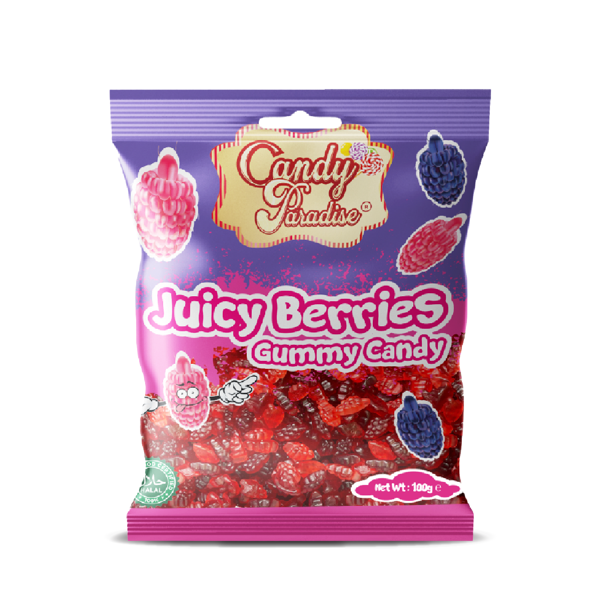 Candy Paradise Gummy Candy: Juicy Berries - 100g (12 Pack)