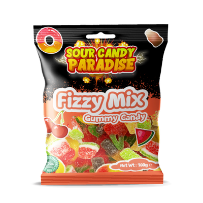 Sour Candy Paradise Gummy Candy: Fizzy Mix - 100g (12 Pack)