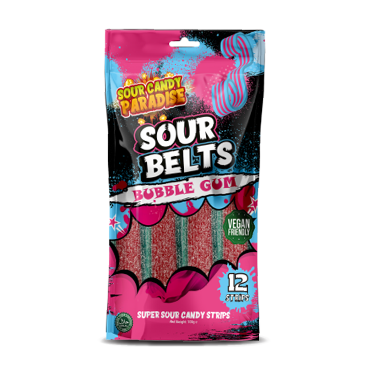 Sour Candy Paradise Sour Belts: Wicked Watermelon - 100g (12 Pack)